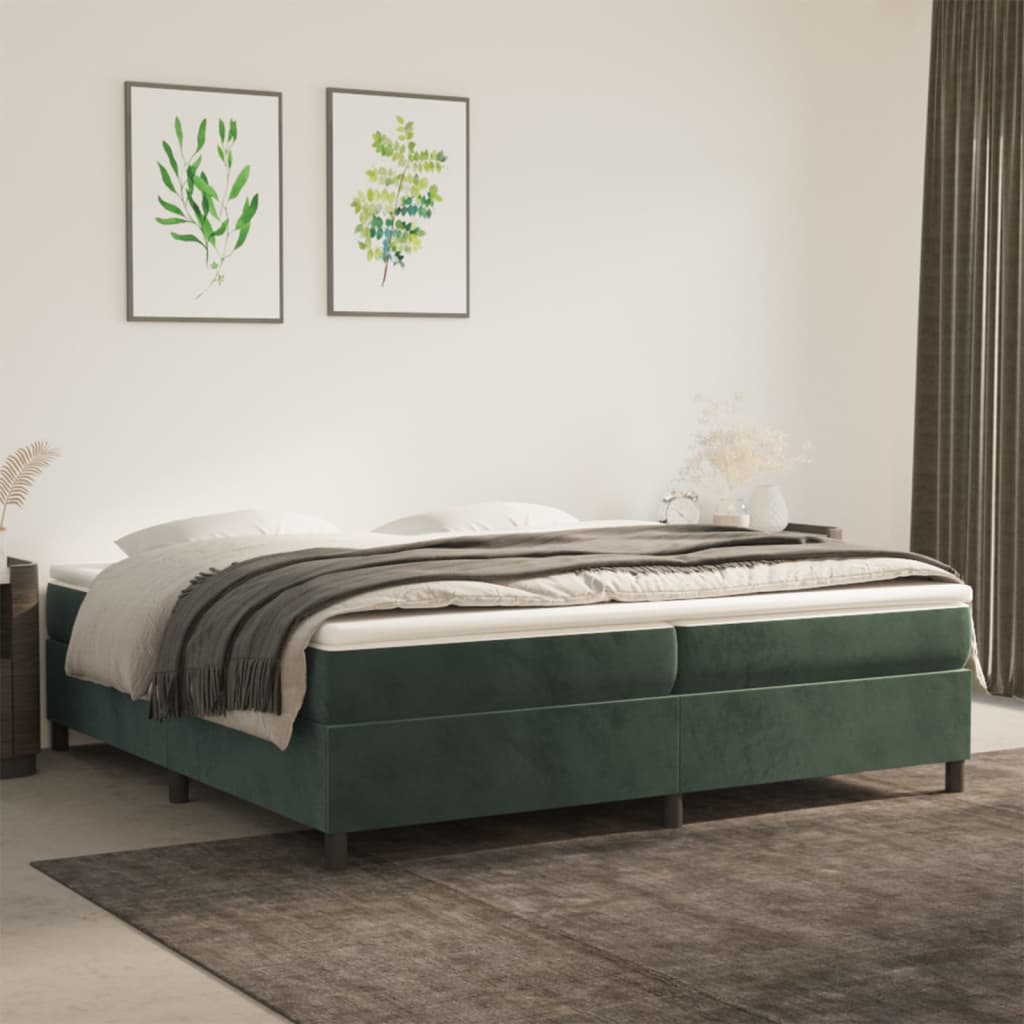 Boxspring Met Matras Fluweel Donkergroen