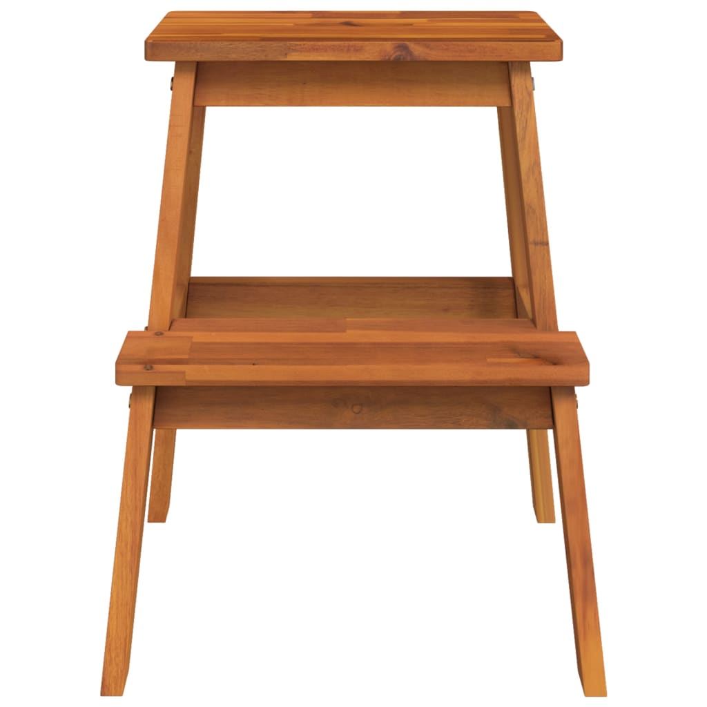Kruk 2-Staps 40X38X50 Cm Massief Acaciahout Wit