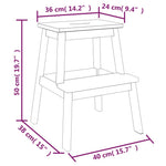 Kruk 2-Staps 40X38X50 Cm Massief Acaciahout Wit