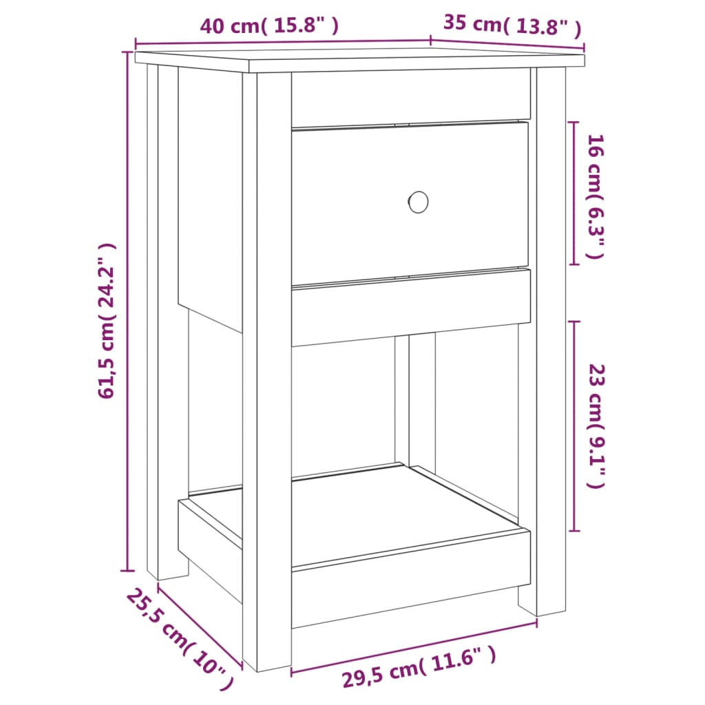 Nachtkastjes 40X35X61,5 Cm Massief Grenenhout