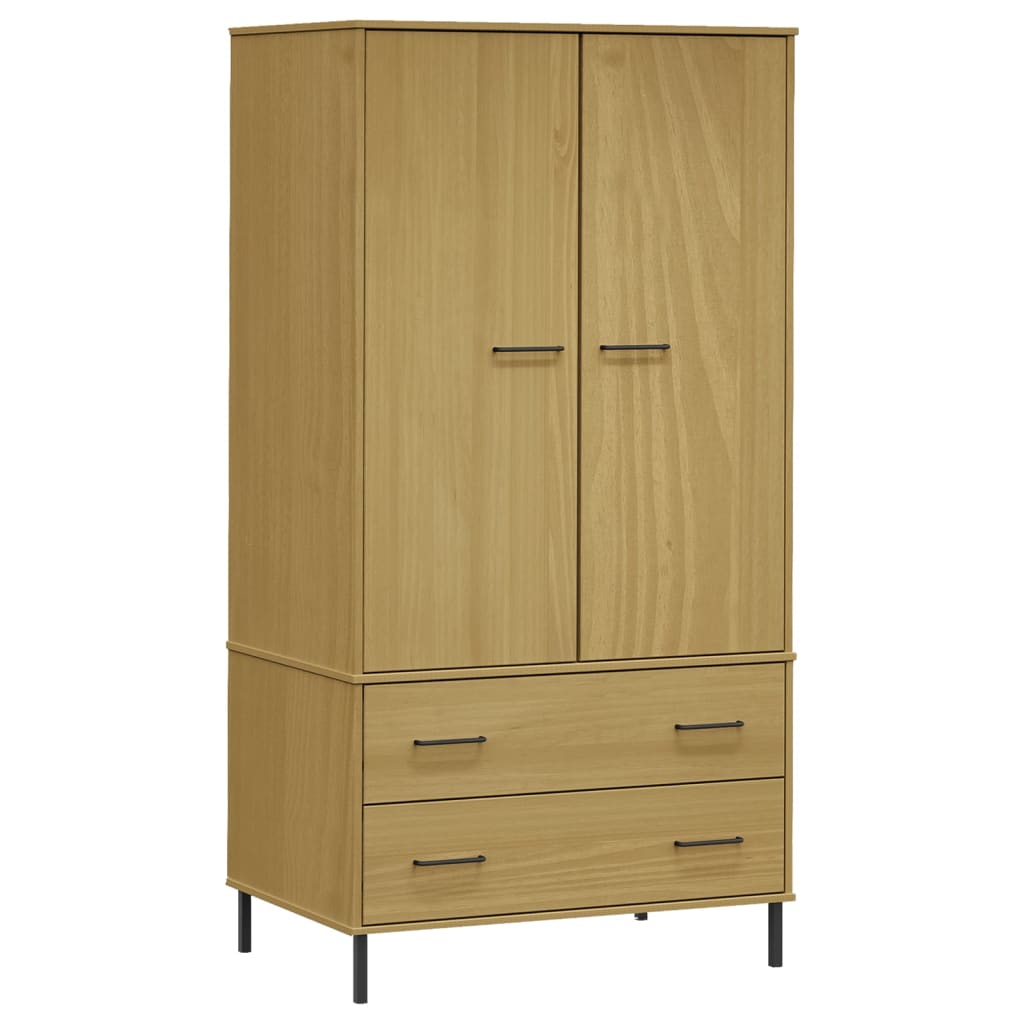 Kledingkast Metalen Poten Oslo 90X55X172,5 Cm Grenenhout