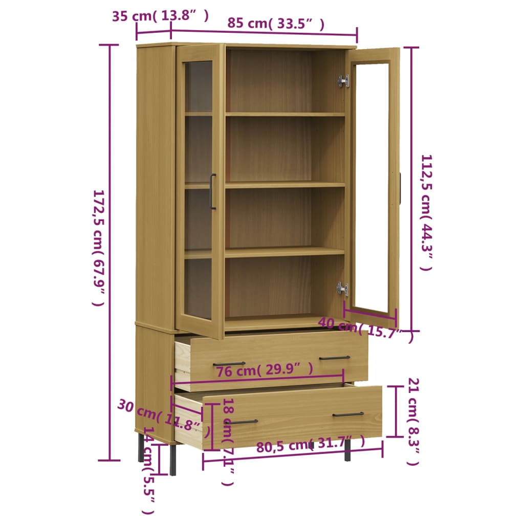 Boekenkast Met Metalen Poten Oslo 85X35X172,5 Cm Hout