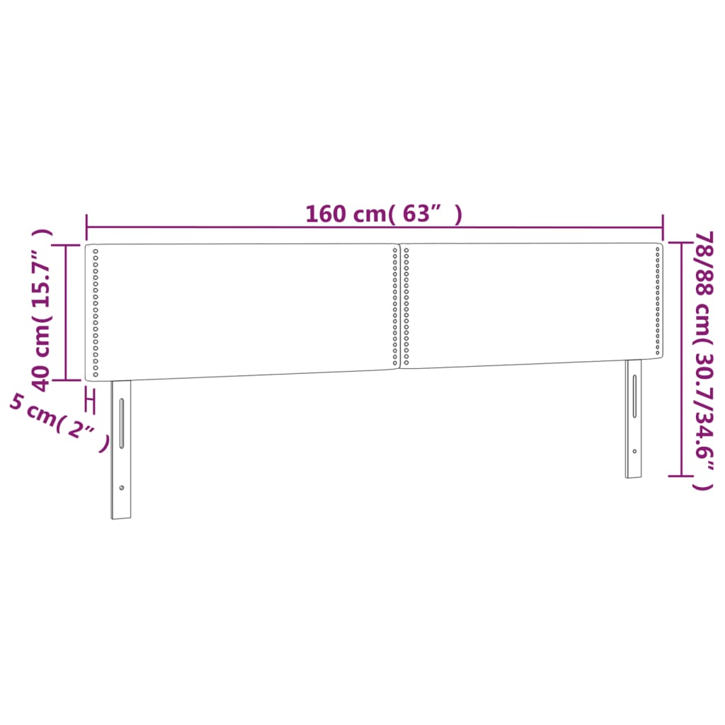 Hoofdborden 2 St 80X5X78/88 Cm Fluweel