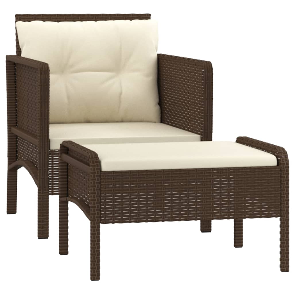 2-Delige Loungeset Met Kussens Poly Rattan