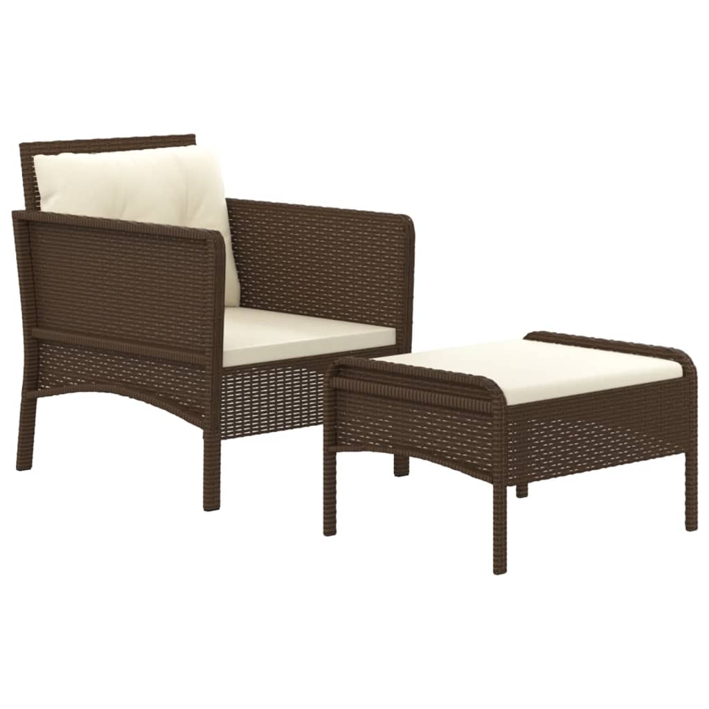 2-Delige Loungeset Met Kussens Poly Rattan