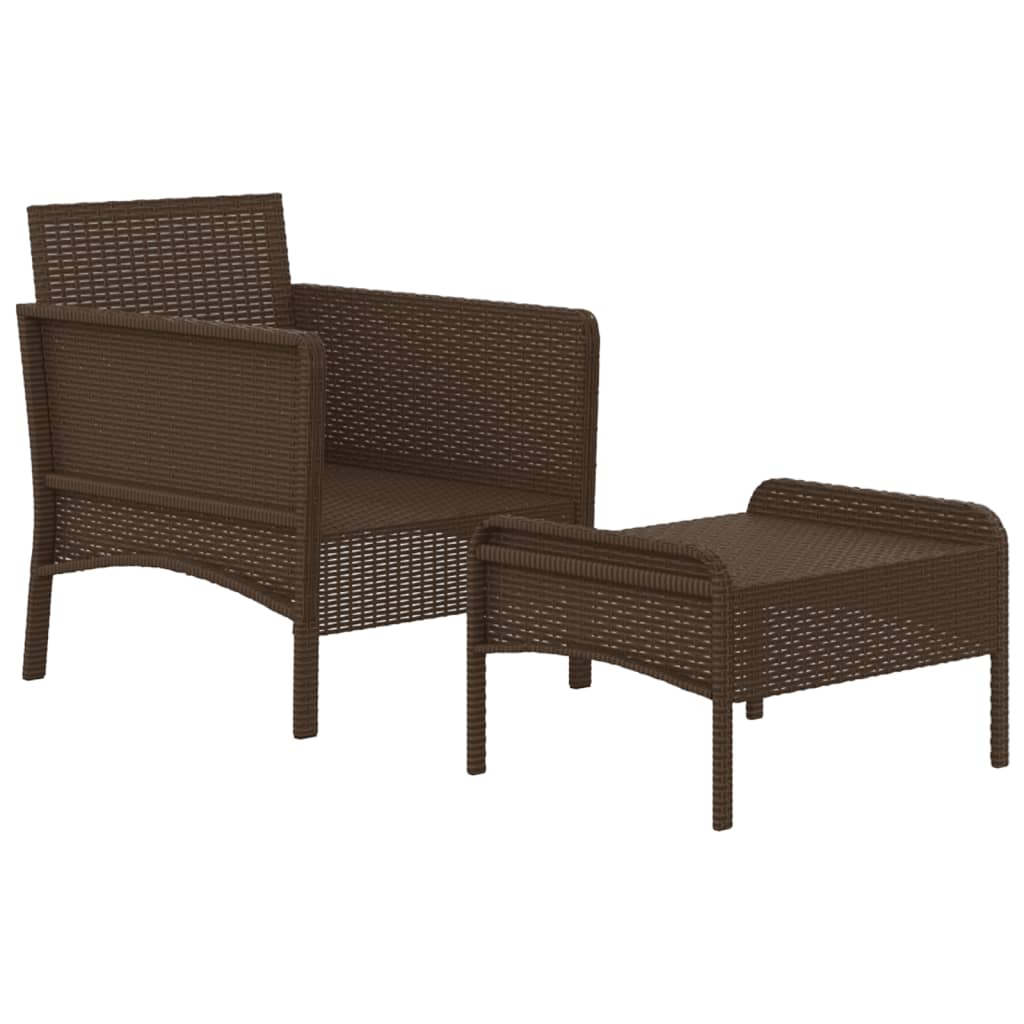 2-Delige Loungeset Met Kussens Poly Rattan