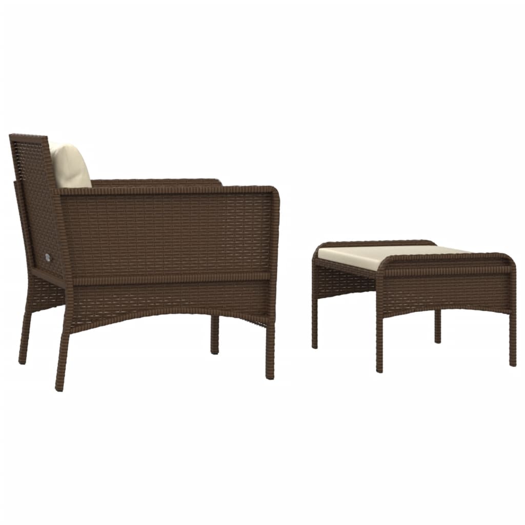 2-Delige Loungeset Met Kussens Poly Rattan