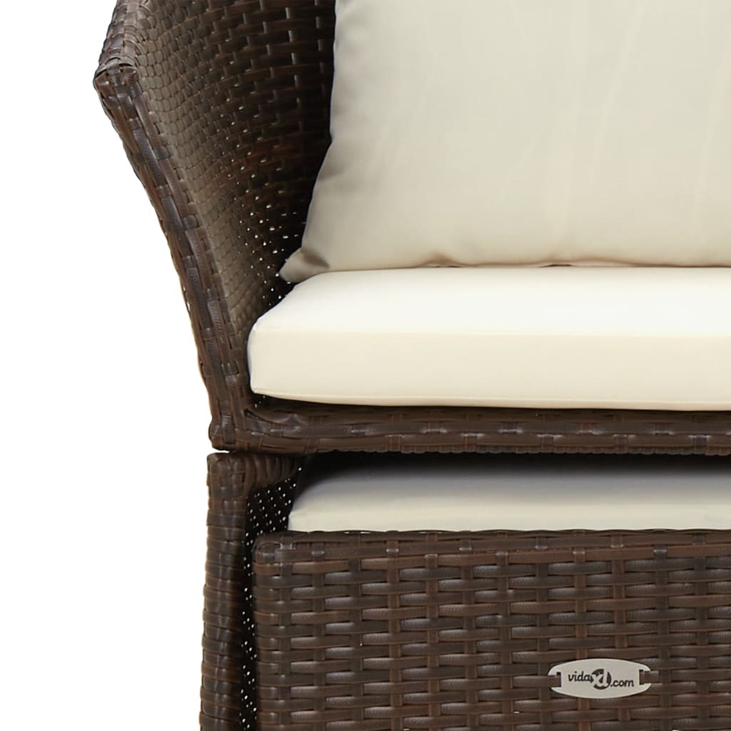 2-Delige Loungeset Met Kussens Poly Rattan