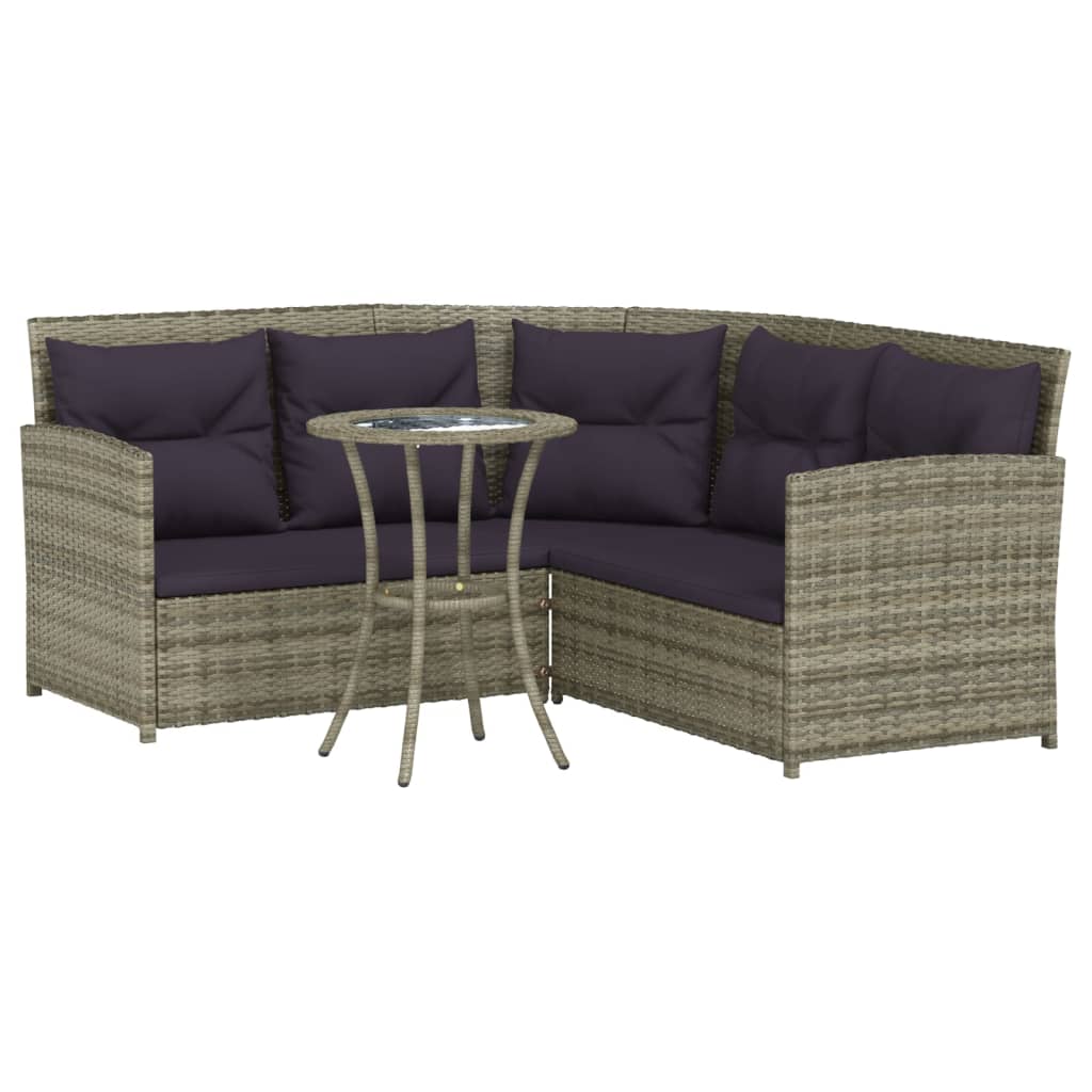 -Delige Loungeset Met Kussens L-Vormig Poly Rattan