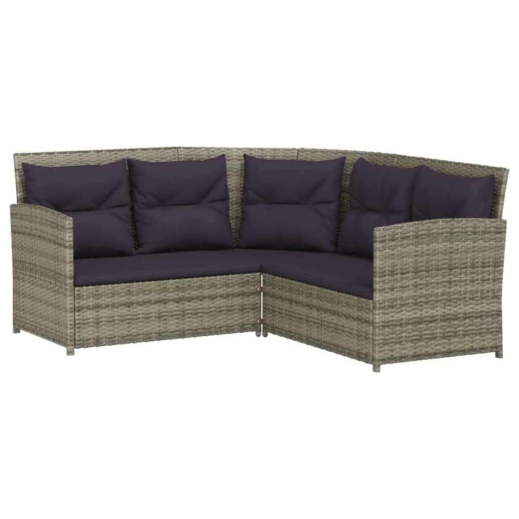 -Delige Loungeset Met Kussens L-Vormig Poly Rattan