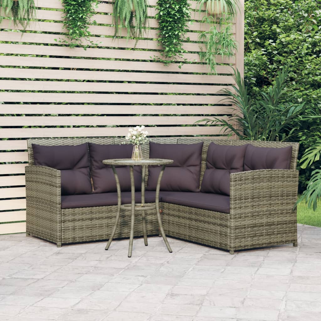 -Delige Loungeset Met Kussens L-Vormig Poly Rattan