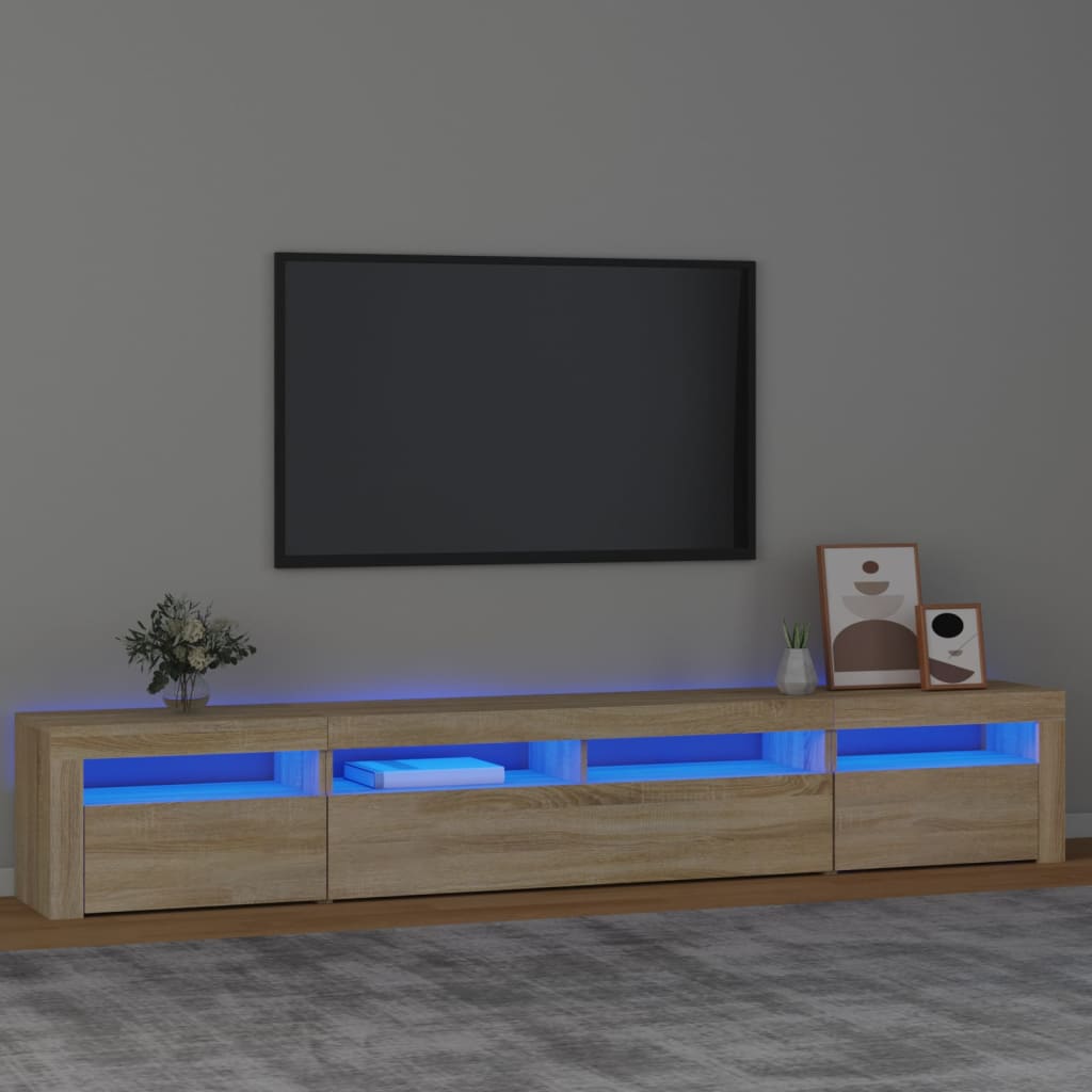 Tv-Meubel Met Led-Verlichting 180X35X40 Cm Wit