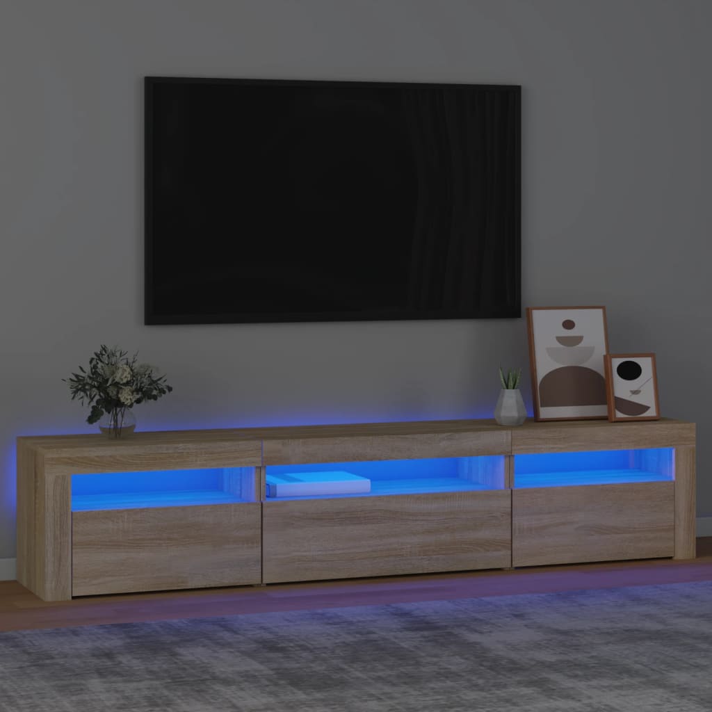 Tv-Meubel Met Led-Verlichting 180X35X40 Cm Wit