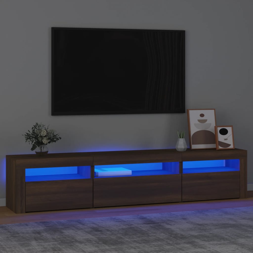 Tv-Meubel Met Led-Verlichting 180X35X40 Cm Wit