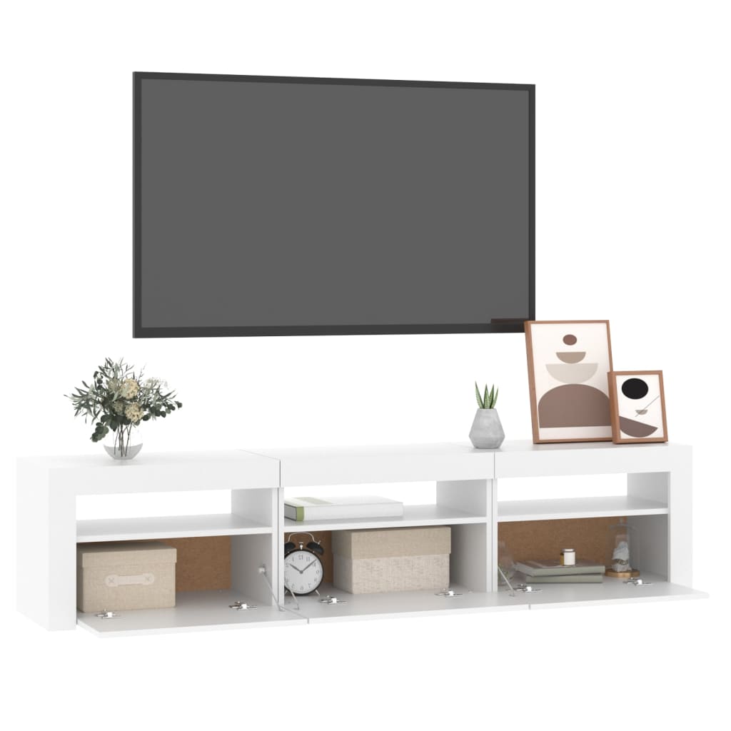 Tv-Meubel Met Led-Verlichting 180X35X40 Cm Wit