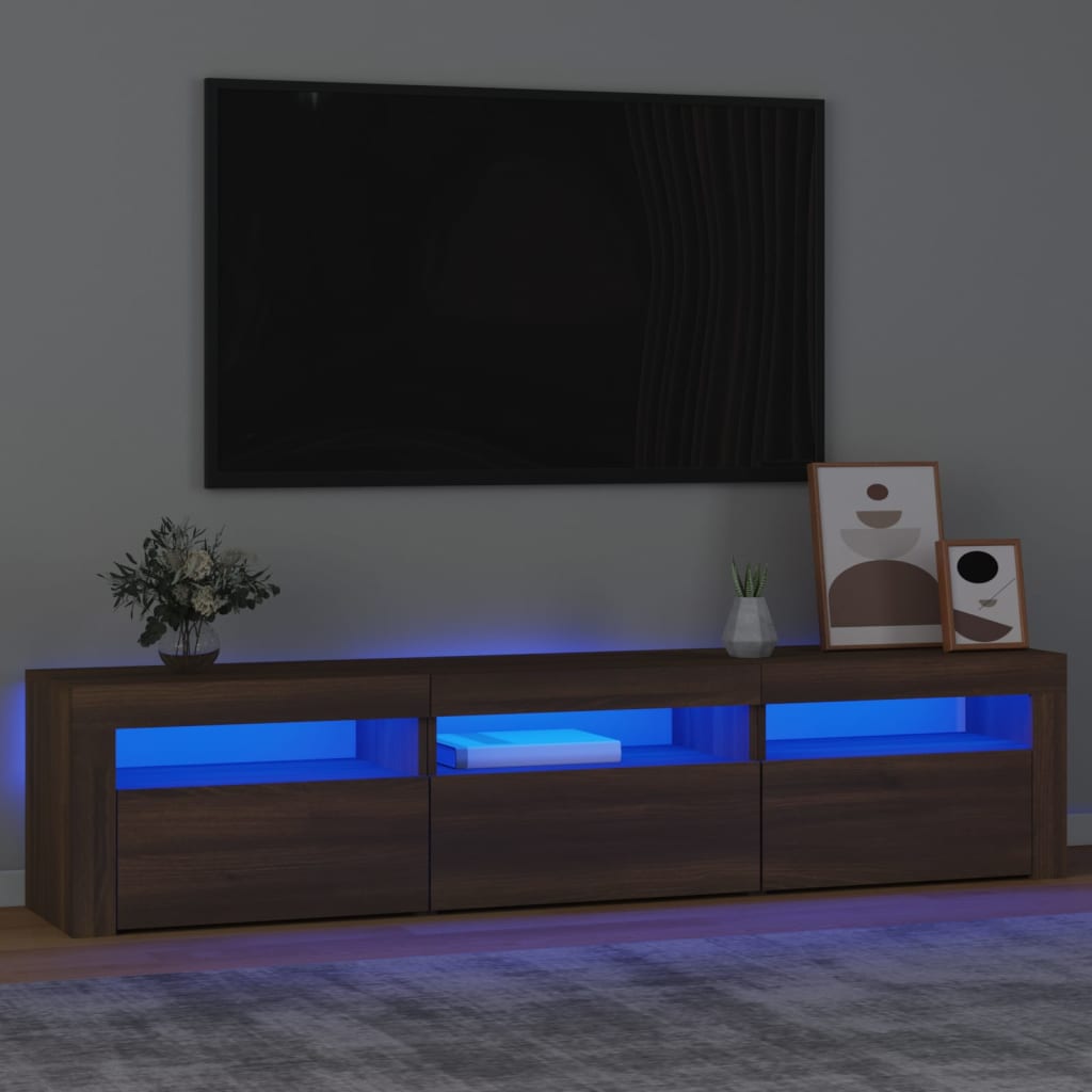 Tv-Meubel Met Led-Verlichting 180X35X40 Cm Wit