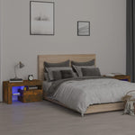 Nachtkastjes 2 St Led-Verlichting 70X36,5X40 Cm Hoogglans