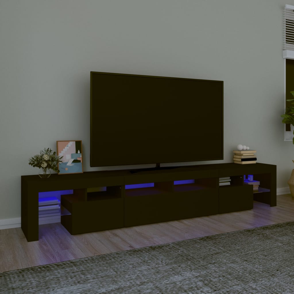 Tv-Meubel Met Led-Verlichting 215X36,5X40 Cm Bruineikenkleurig