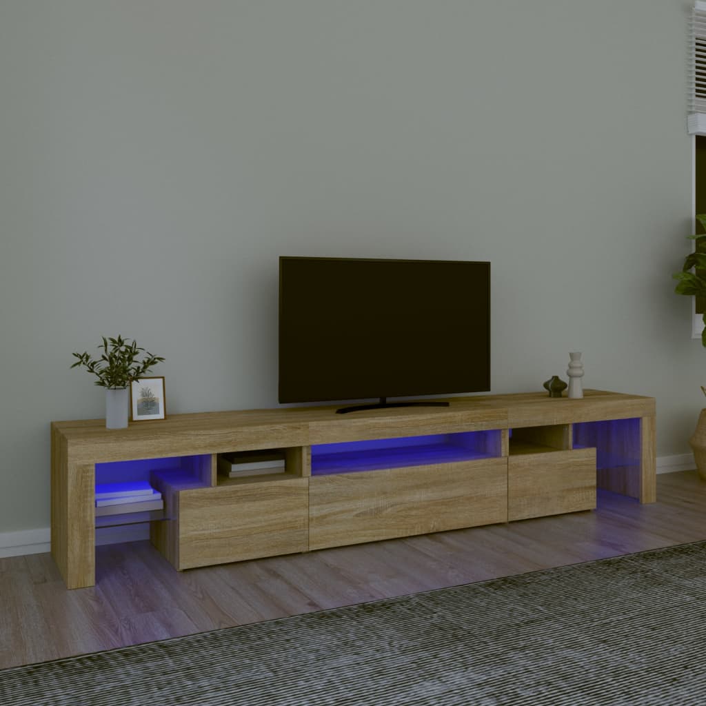 Tv-Meubel Met Led-Verlichting 200X36,5X40 Cm Eiken