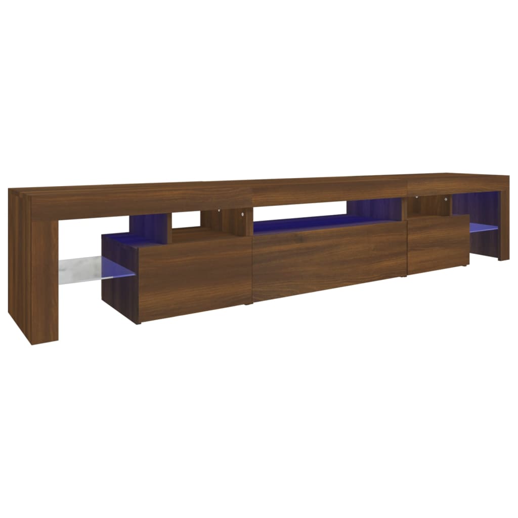 Tv-Meubel Met Led-Verlichting 215X36,5X40 Cm Bruineikenkleurig