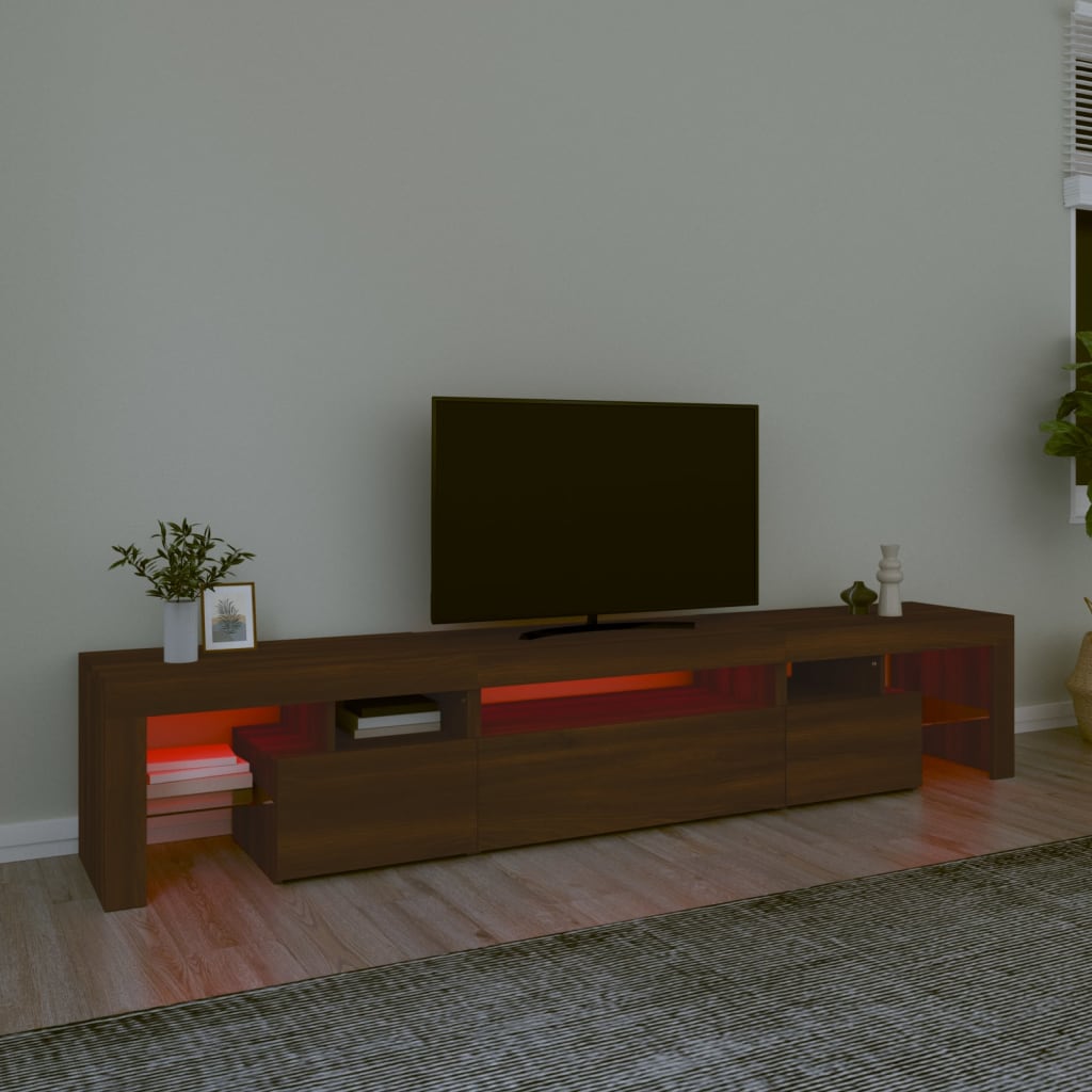 Tv-Meubel Met Led-Verlichting 215X36,5X40 Cm Bruineikenkleurig