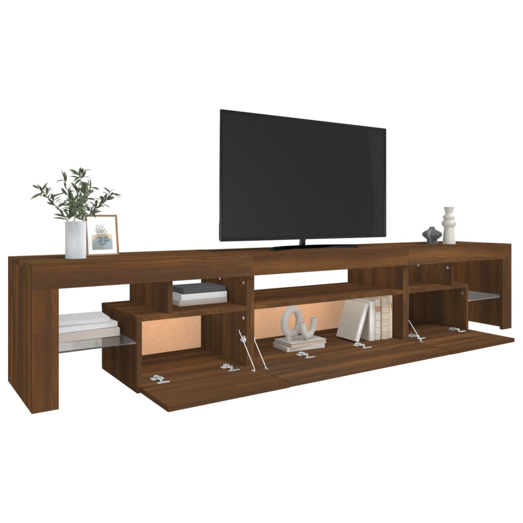 Tv-Meubel Met Led-Verlichting 215X36,5X40 Cm Bruineikenkleurig