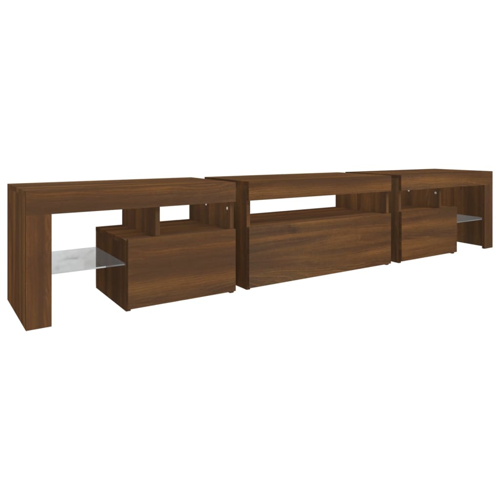 Tv-Meubel Met Led-Verlichting 215X36,5X40 Cm Bruineikenkleurig
