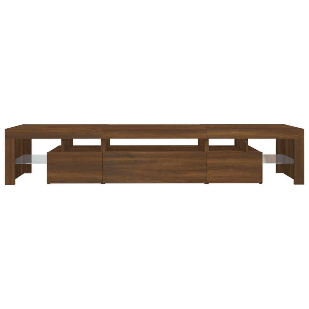 Tv-Meubel Met Led-Verlichting 215X36,5X40 Cm Bruineikenkleurig