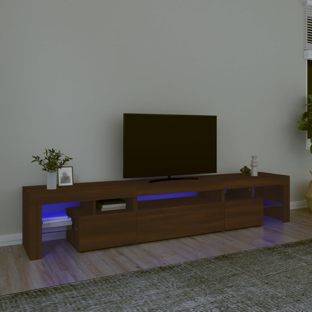 Tv-Meubel Met Led-Verlichting 260X36,5X40 Cm Eiken
