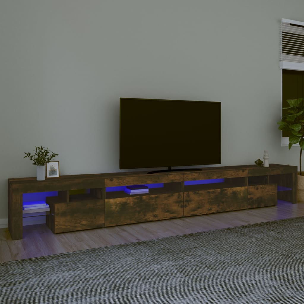 Tv-Meubel Met Led-Verlichting 215X36,5X40 Cm Bruineikenkleurig