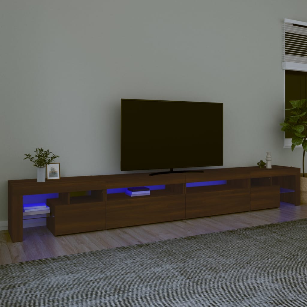 Tv-Meubel Met Led-Verlichting 200X36,5X40 Cm Eiken