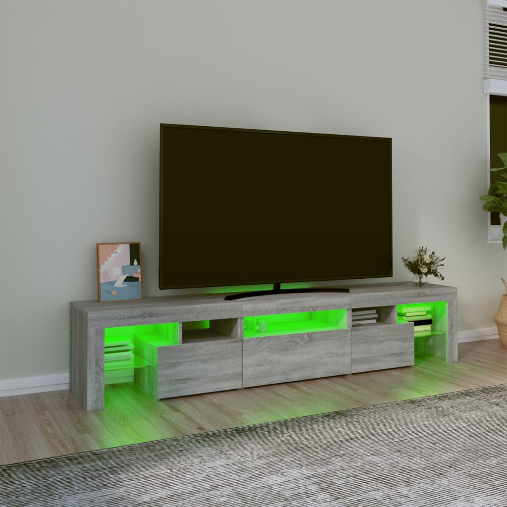 Tv-Meubel Met Led-Verlichting 200X36,5X40 Cm Eiken
