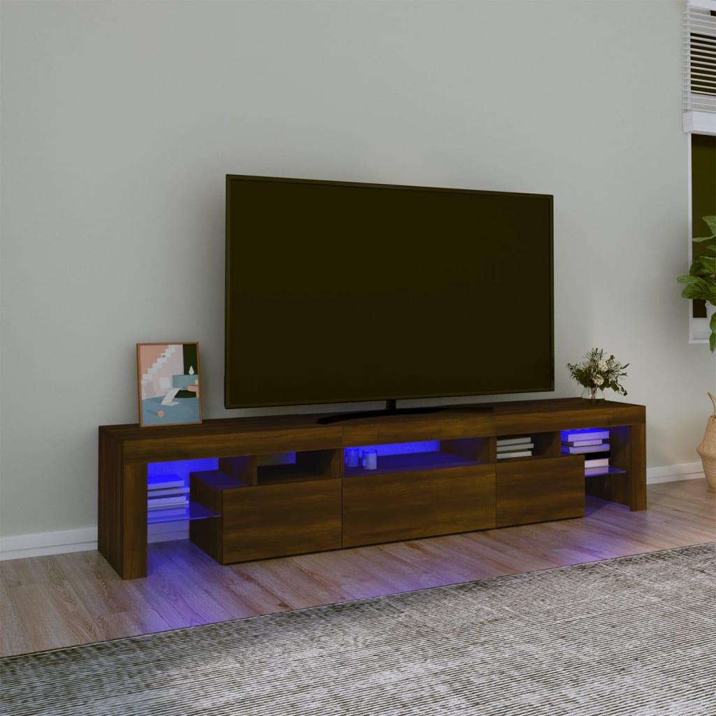 Tv-Meubel Met Led-Verlichting 200X36,5X40 Cm Eiken
