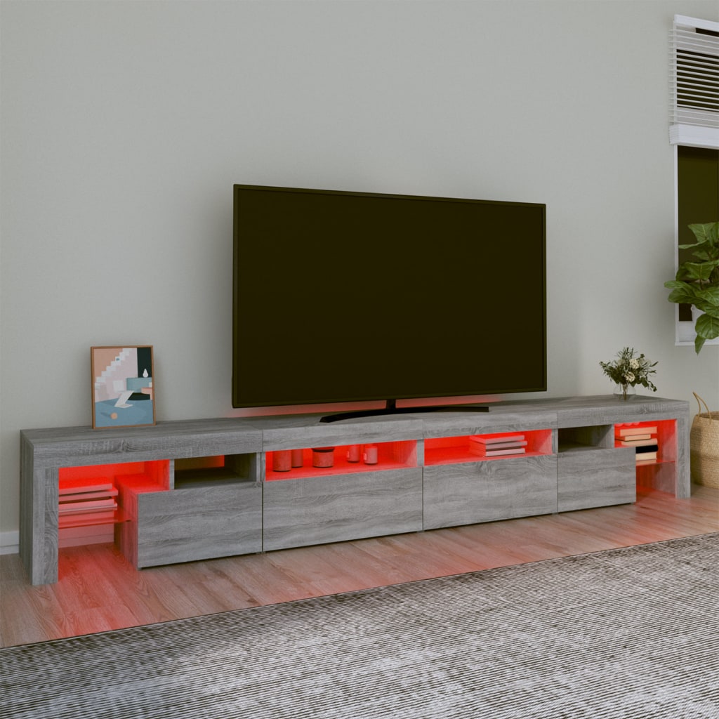 Tv-Meubel Met Led-Verlichting 260X36,5X40 Cm Eiken