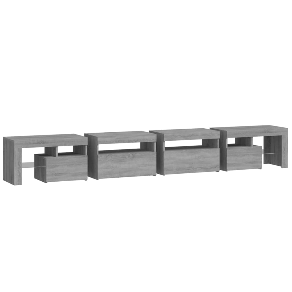 Tv-Meubel Met Led-Verlichting 260X36,5X40 Cm Eiken