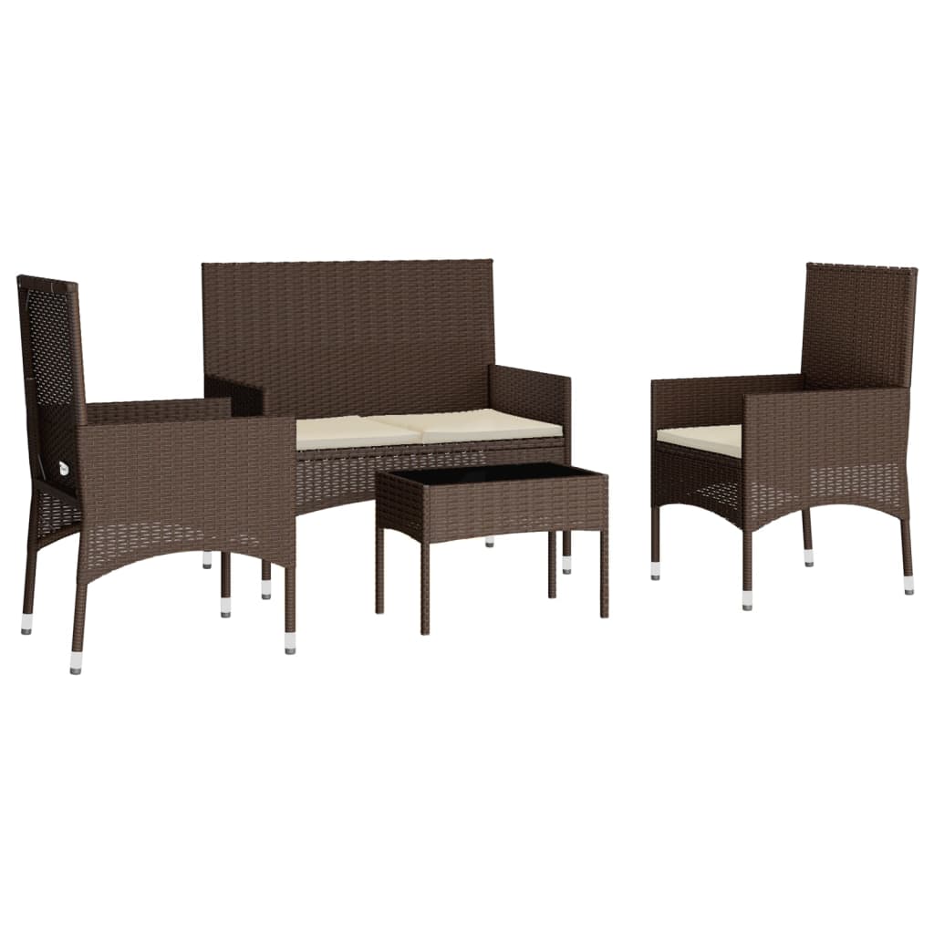 -Delige Loungeset Met Kussens Poly Rattan