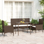 -Delige Loungeset Met Kussens Poly Rattan