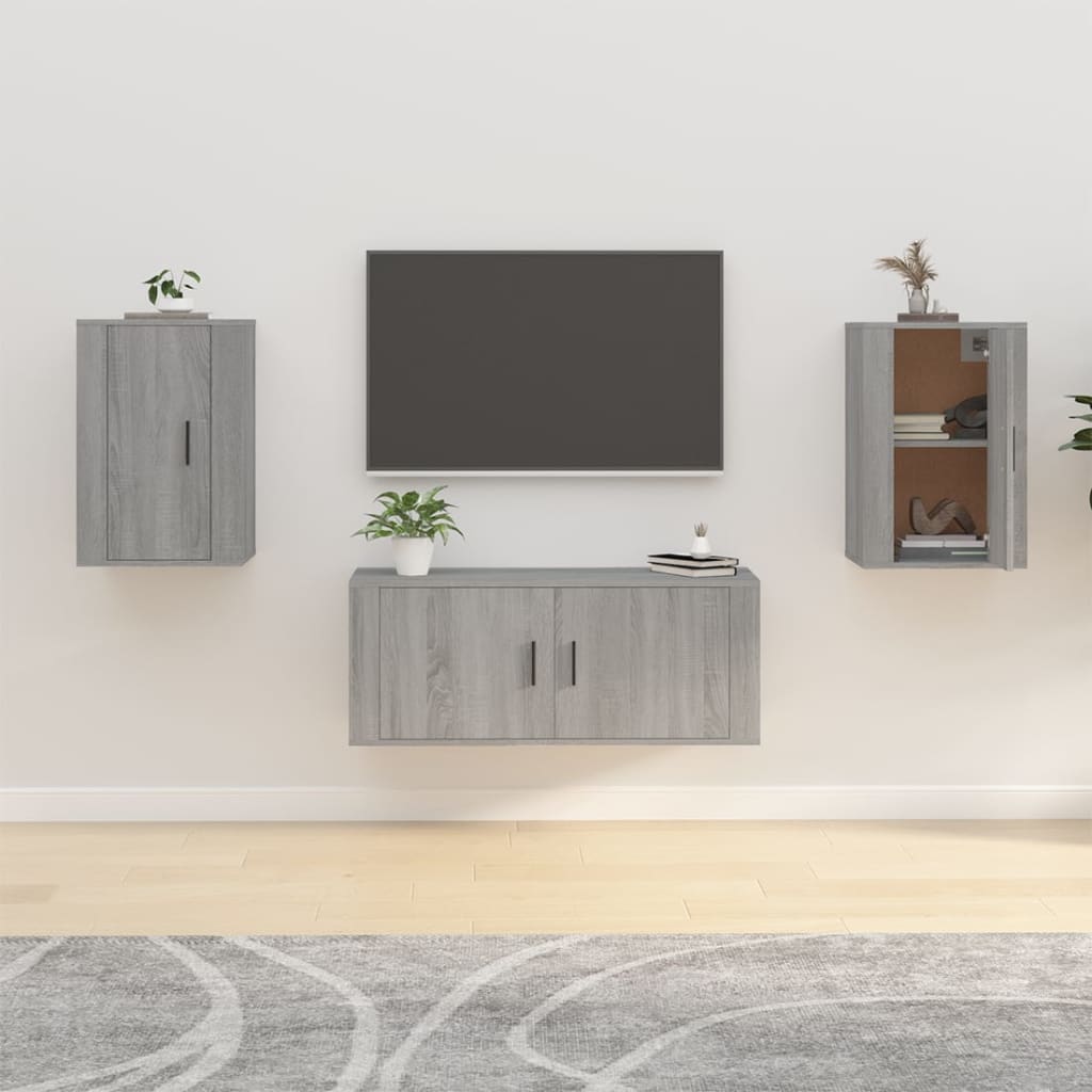Tv-Wandmeubel 57X34,5X Eikenkleurig Grijs Sonoma