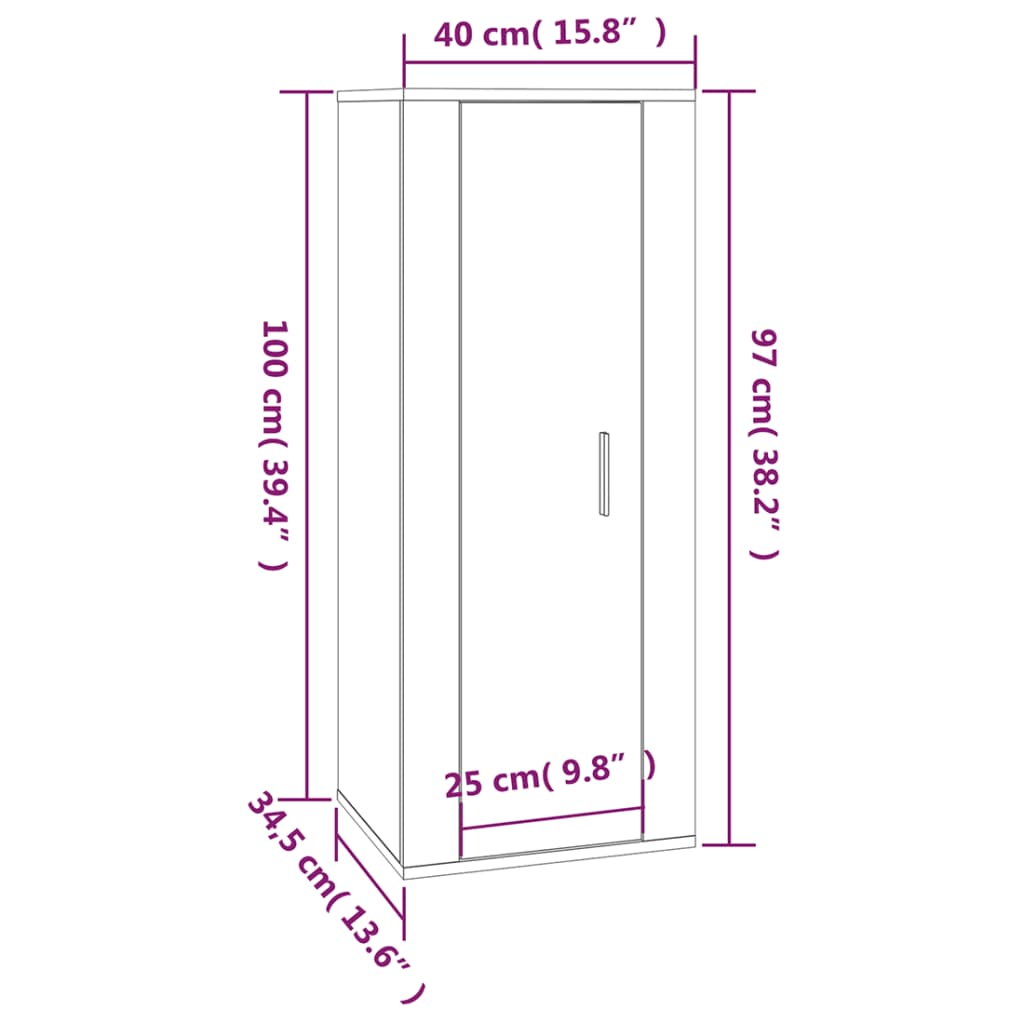 Tv-Wandmeubel 40X34,5X Bruin Eikenkleur