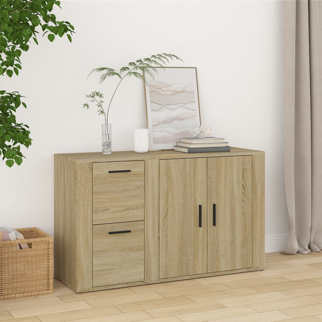 Dressoir 100X33X59,5 Cm Bewerkt Hout Eikenkleurig