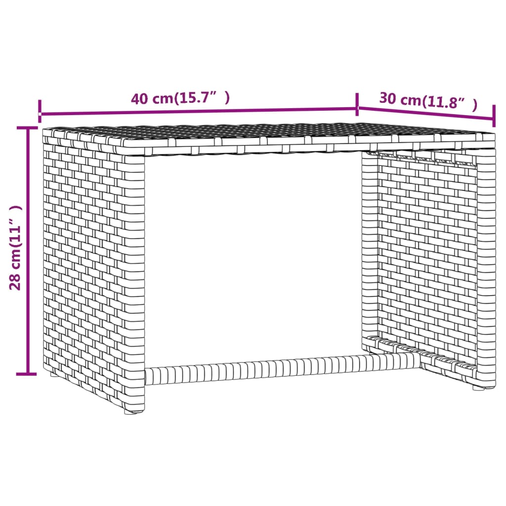 Ligbed Met Tafel Poly Rattan