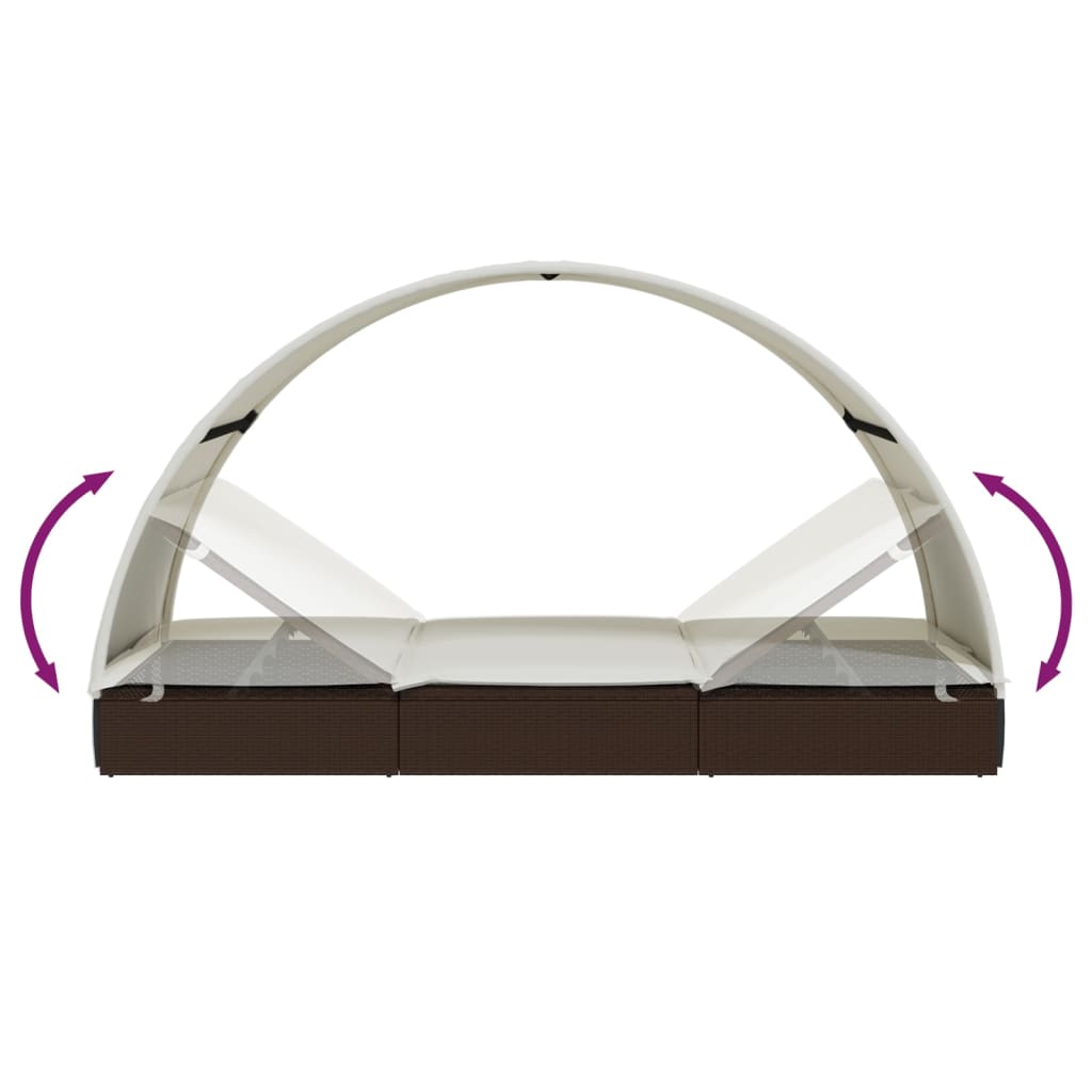 Ligbed 2-Persoons Met Rond Dak 2X2X40 Cm Poly Rattan