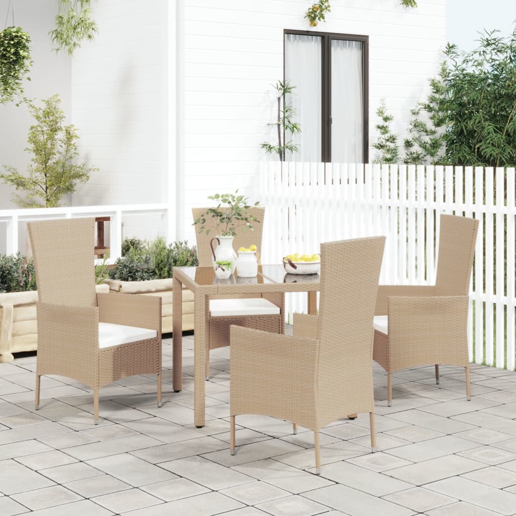 Tuinstoelen Met Kussens Poly Rattan Beige