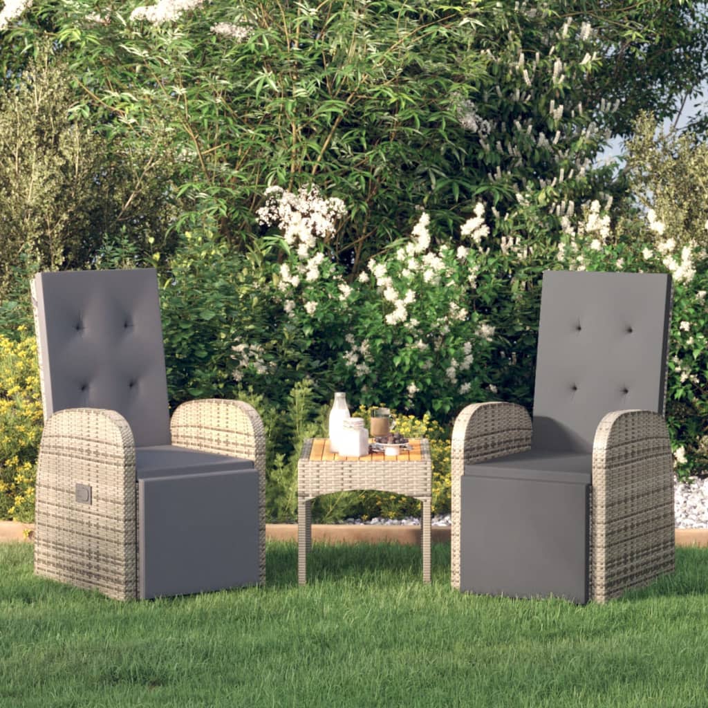 Tuinstoelen Verstelbaar Met Kussens Poly Rattan Grijs