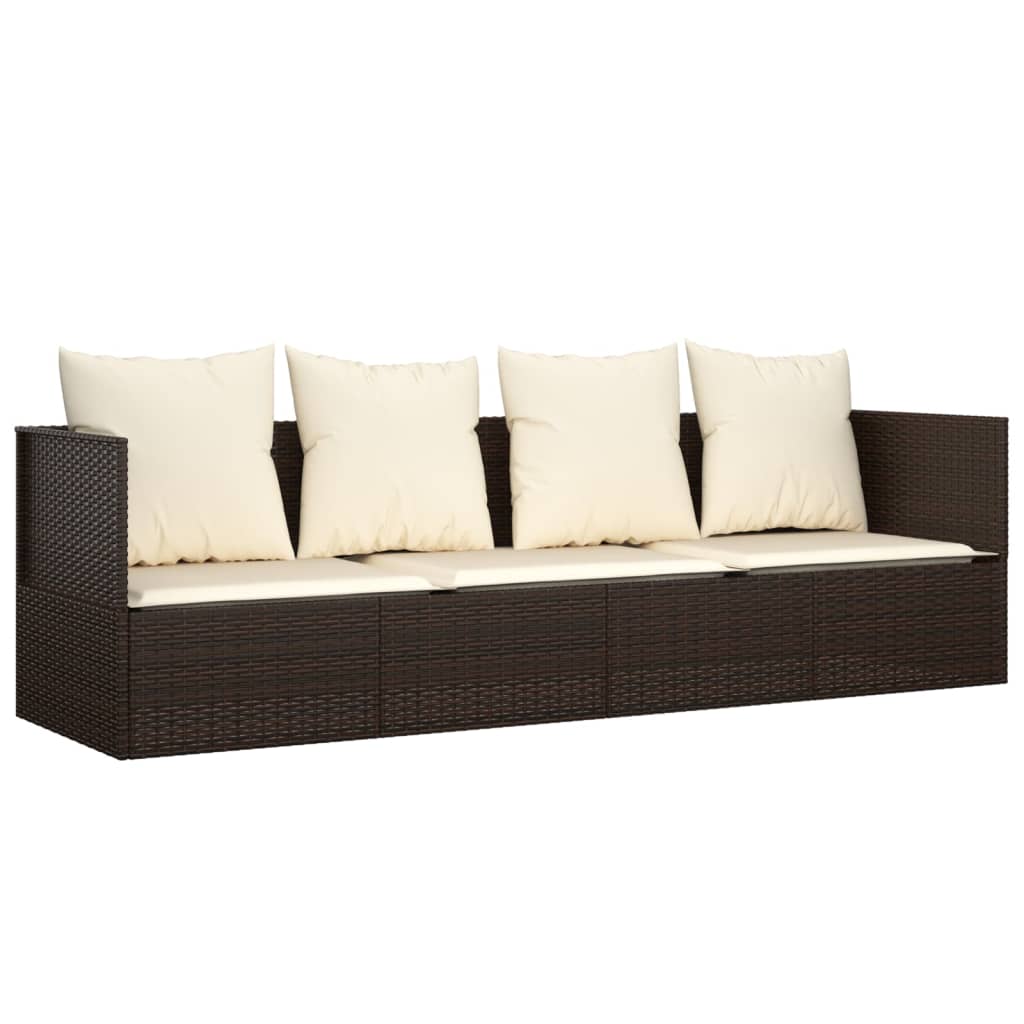 Loungebed Met Kussens Poly Rattan