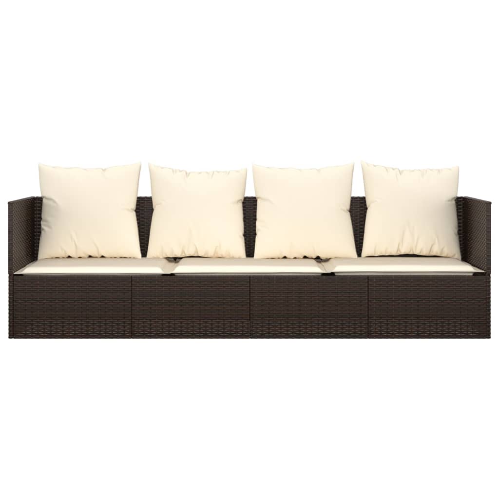 Loungebed Met Kussens Poly Rattan