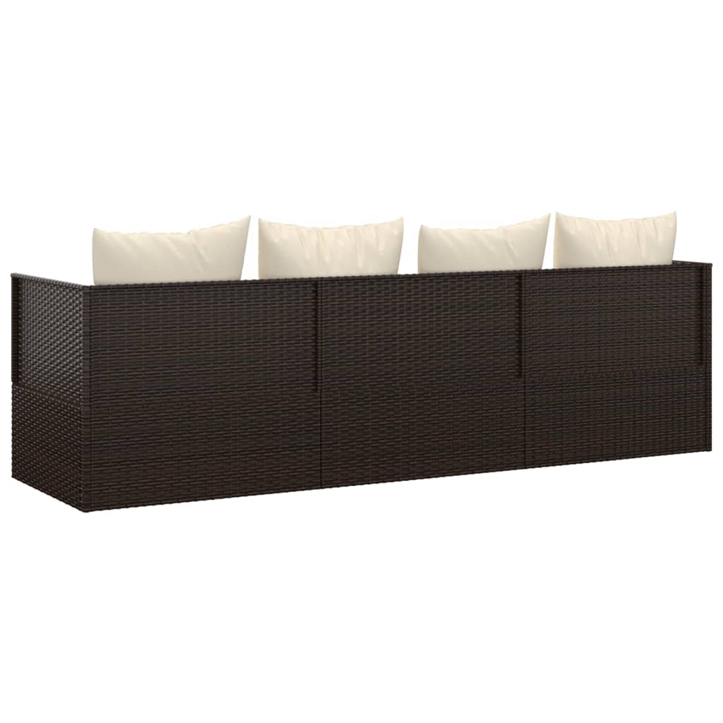 Loungebed Met Kussens Poly Rattan