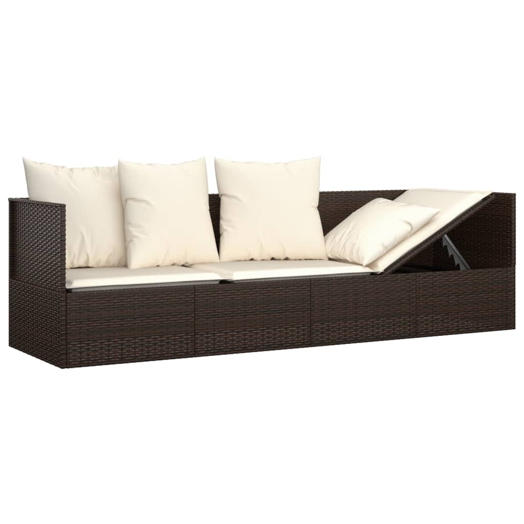 Loungebed Met Kussens Poly Rattan