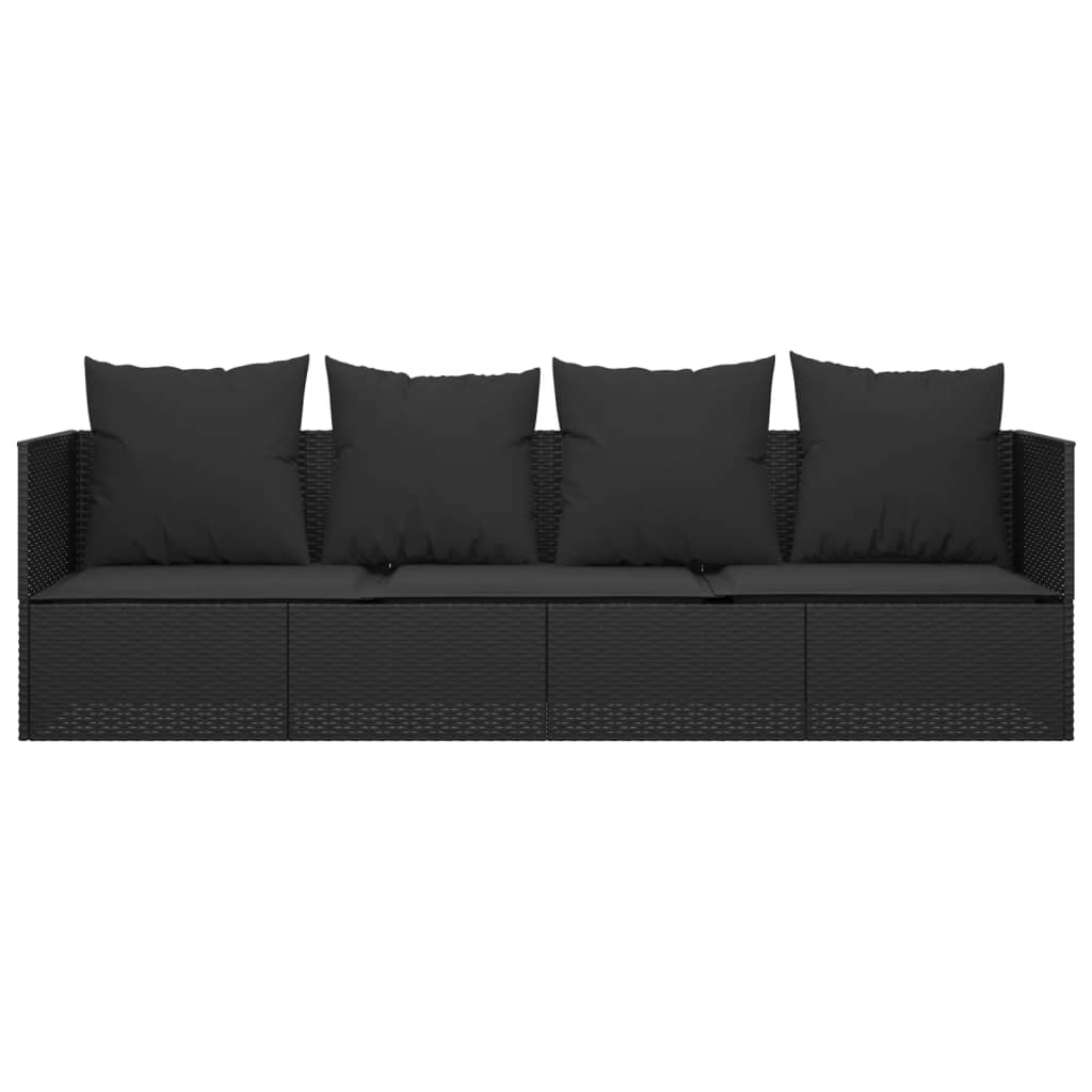 Loungebed Met Kussens Poly Rattan