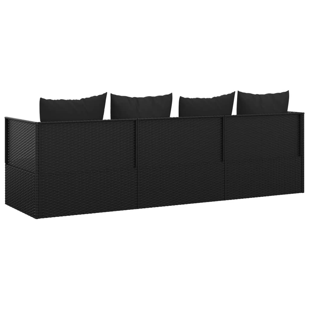 Loungebed Met Kussens Poly Rattan